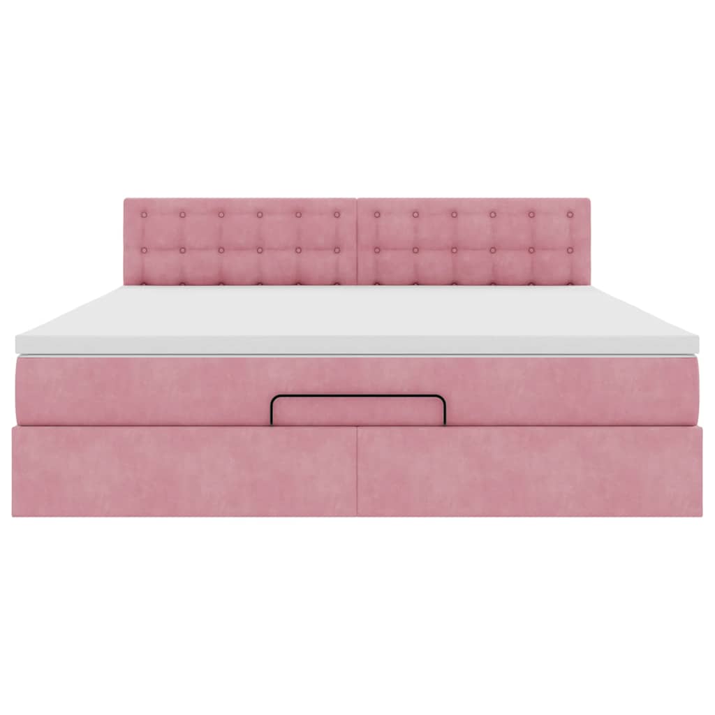 Ottoman bed met matras en LED's 180x200 cm fluweel roze