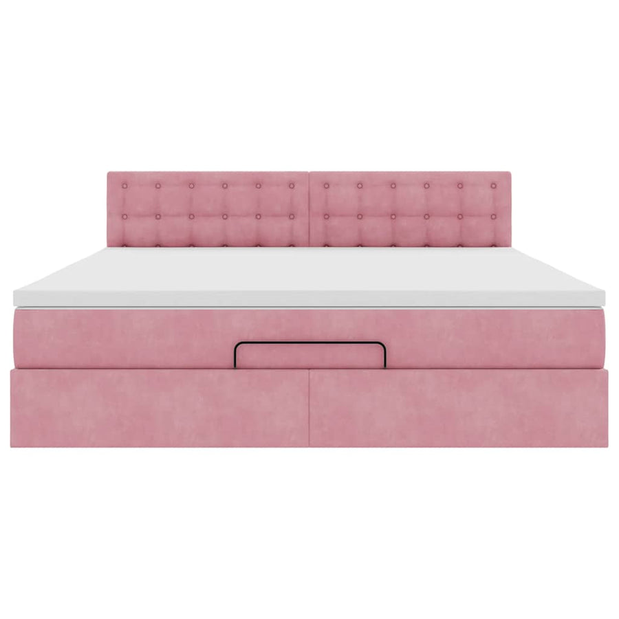 Ottoman bed met matras en LED's 180x200 cm fluweel roze