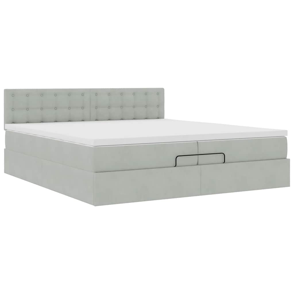 Ottoman bed met matrassen en LED's 200x200cm fluweel lichtgrijs