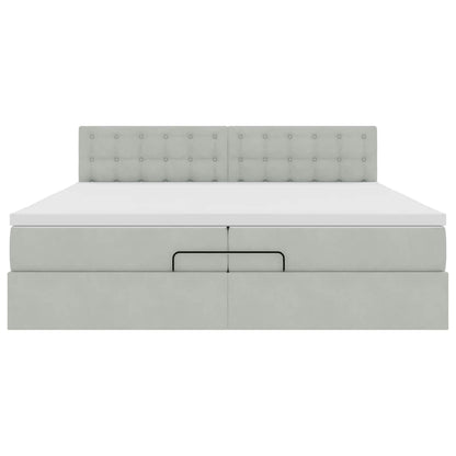 Ottoman bed met matrassen en LED's 200x200cm fluweel lichtgrijs