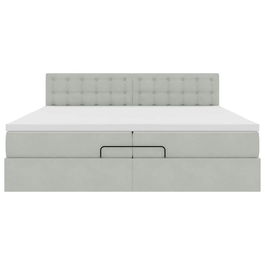 Ottoman bed met matrassen en LED's 200x200cm fluweel lichtgrijs