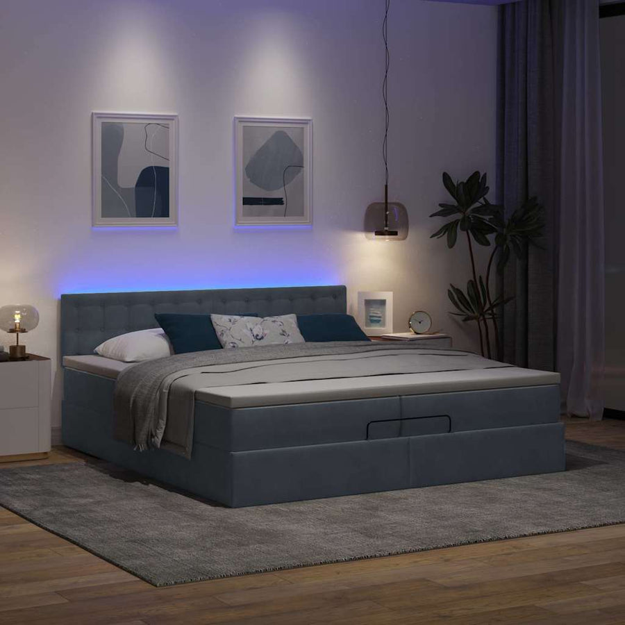 Ottoman bed met matrassen en LED's 200x200cm fluweel