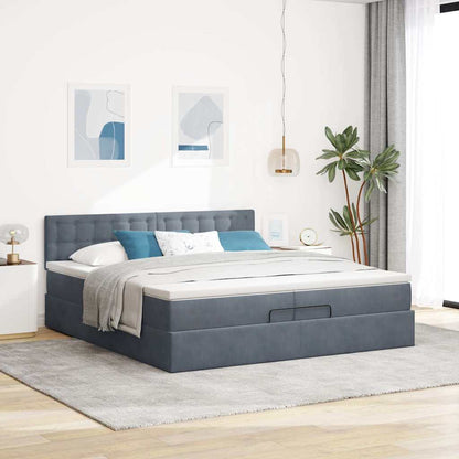 Ottoman bed met matrassen en LED's 200x200cm fluweel