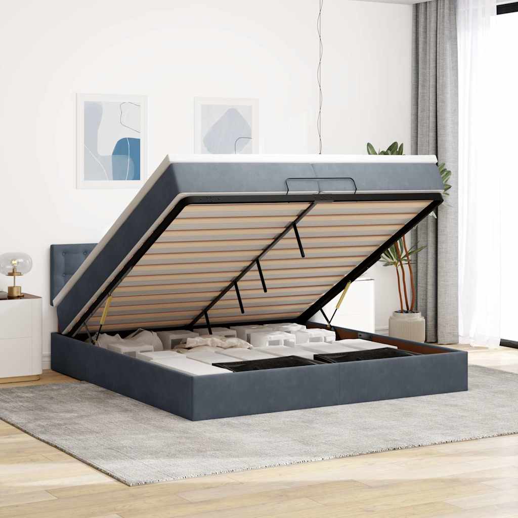 Ottoman bed met matrassen en LED's 200x200cm fluweel