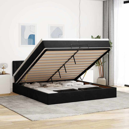 Ottoman bed met matrassen en LED's 200x200cm fluweel zwart