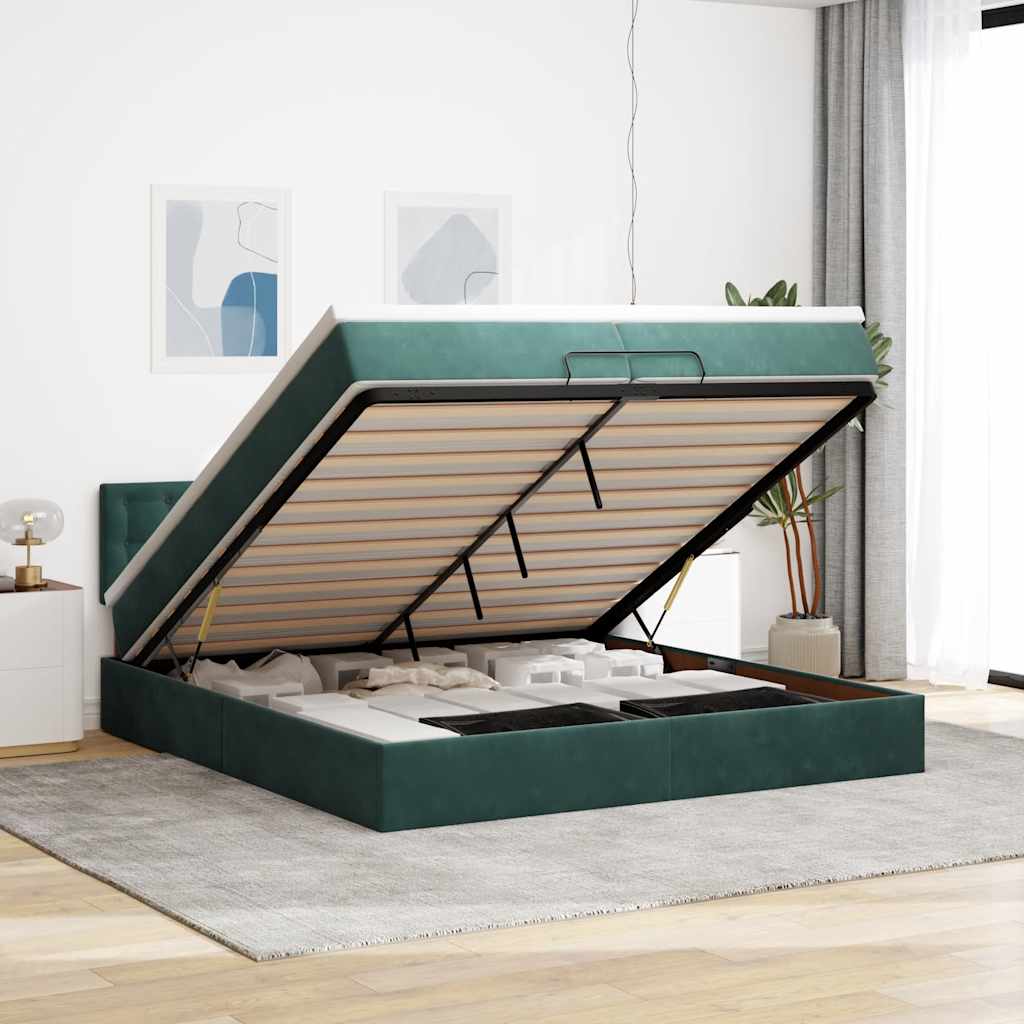 Ottoman bed met matrassen en LED's 200x200cm fluweel