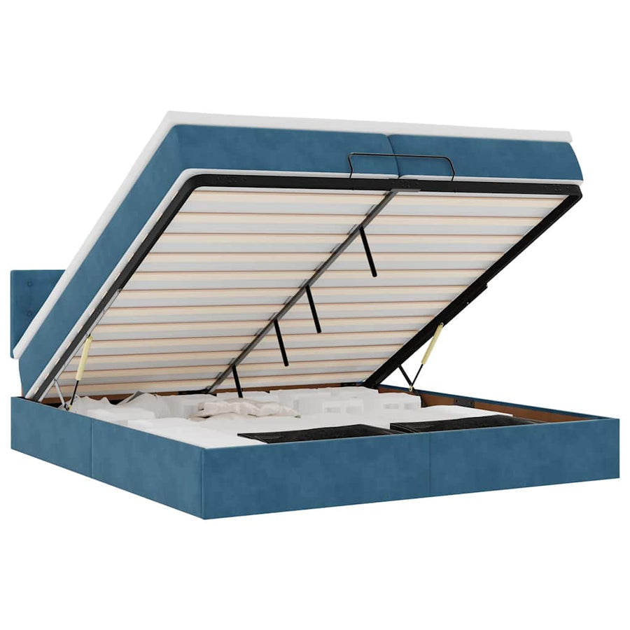Bed Poef Met Matrassen En Leds Fluweel 200 x 200 cm Donkerblauw