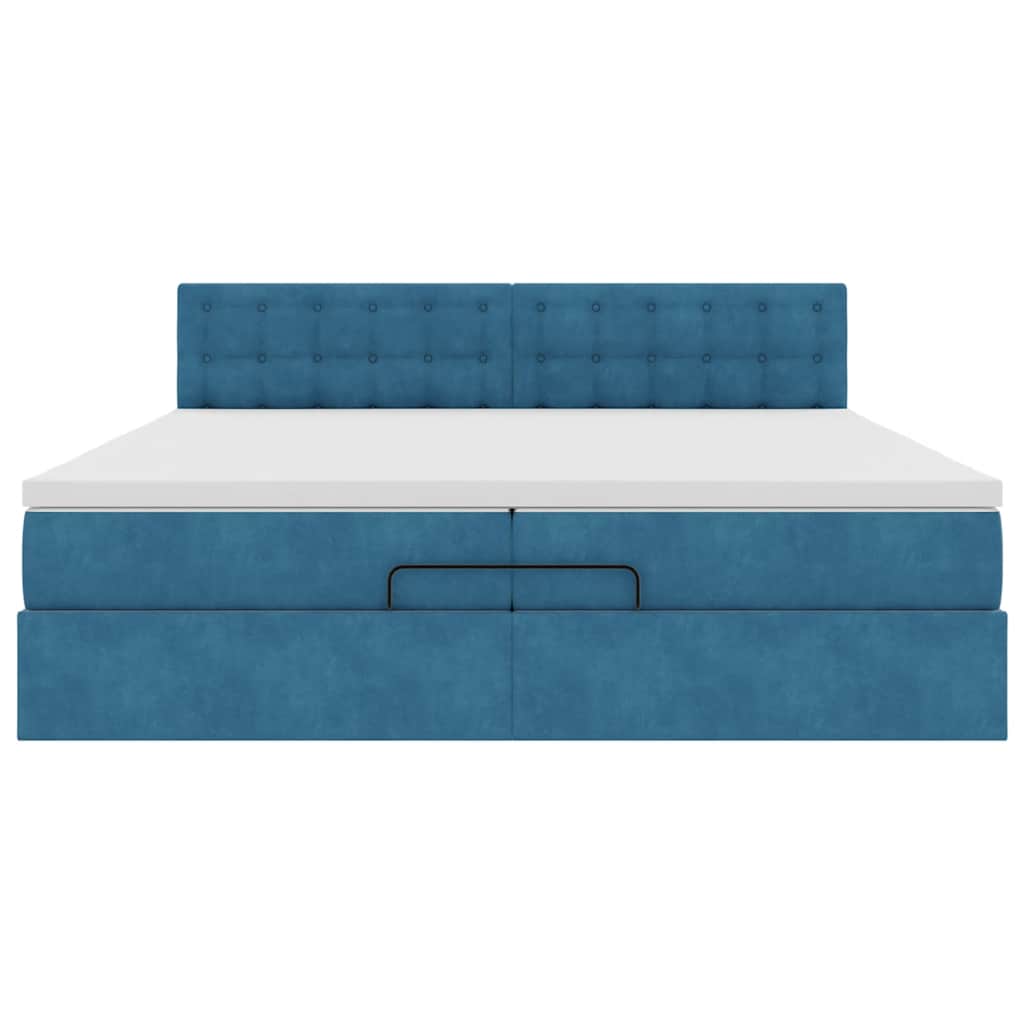 Bed Poef Met Matrassen En Leds Fluweel 200 x 200 cm Donkerblauw