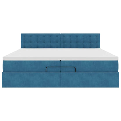 Bed Poef Met Matrassen En Leds Fluweel 200 x 200 cm Donkerblauw