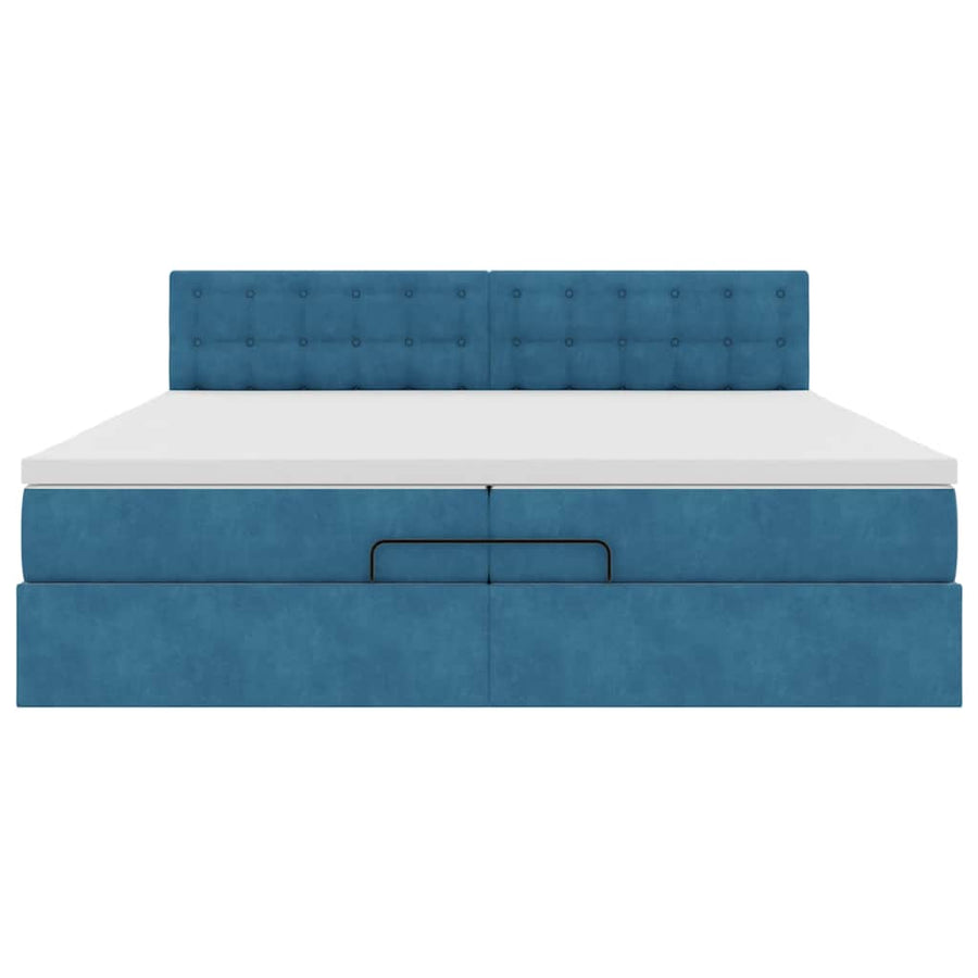 Bed Poef Met Matrassen En Leds Fluweel 200 x 200 cm Donkerblauw