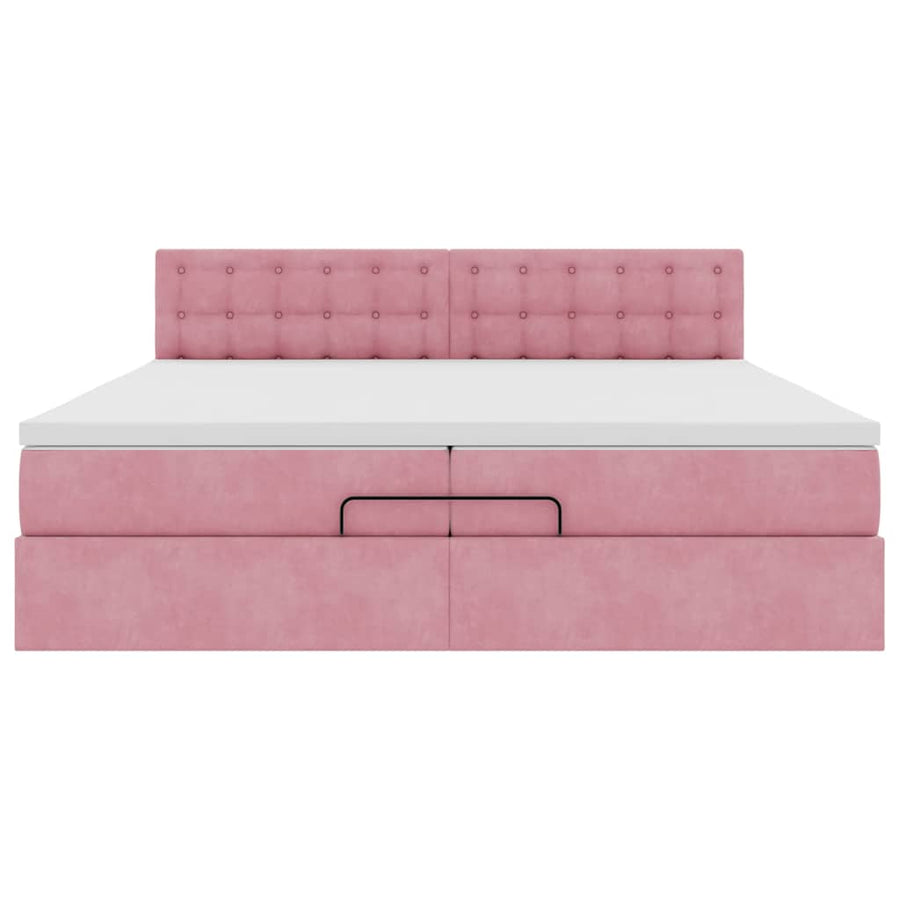 Ottoman bed met matrassen en LED's 200x200cm fluweel roze