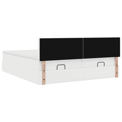 Ottoman bed met matrassen en LED's 160x200cm kunstleer wit