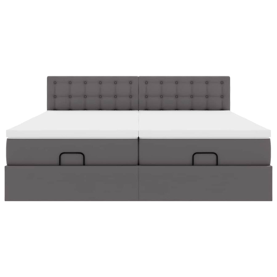 Bed poef met matrassen en LED's 160x200cm kunstleer grijs