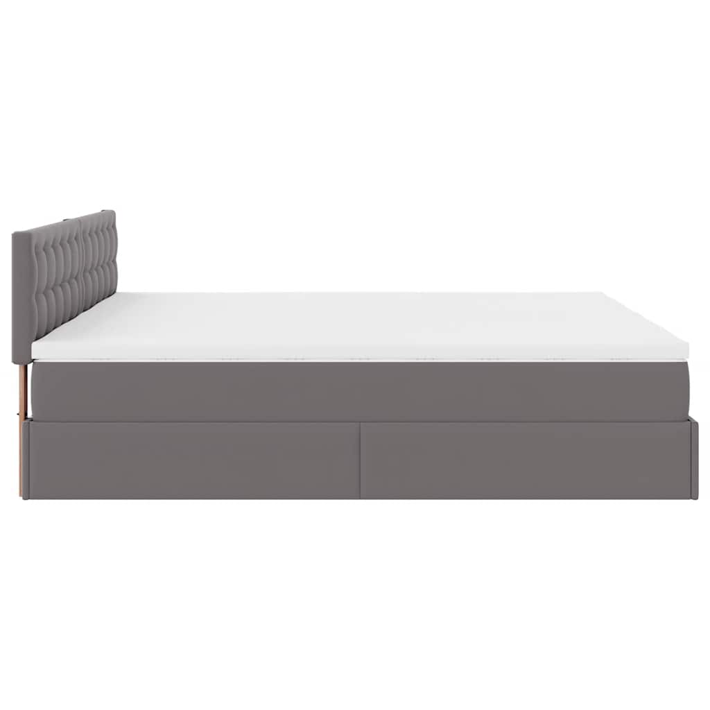 Bed poef met matrassen en LED's 160x200cm kunstleer grijs
