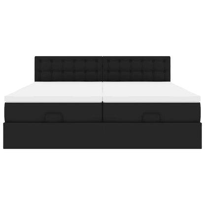 Ottoman bed met matrassen en LED's 180x200cm kunstleer zwart