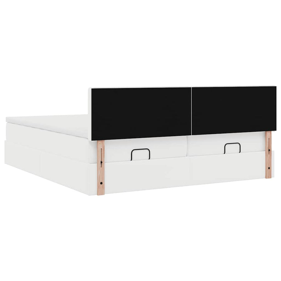 Ottoman bed met matrassen en LED's 180x200cm kunstleer wit