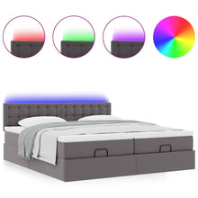 Ottoman bed met matrassen en LED's 180x200cm kunstleer grijs