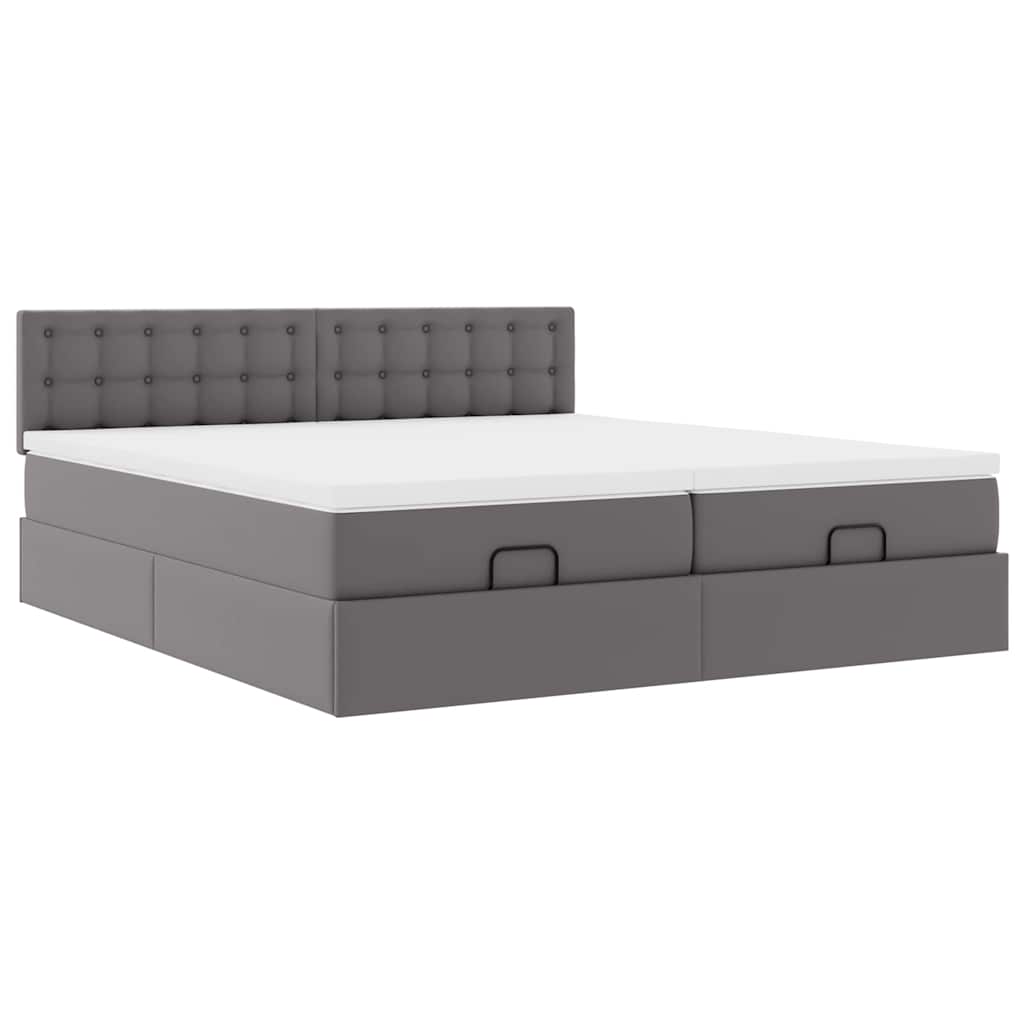 Ottoman bed met matrassen en LED's 180x200cm kunstleer grijs