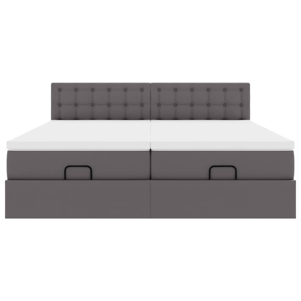 Ottoman bed met matrassen en LED's 180x200cm kunstleer grijs