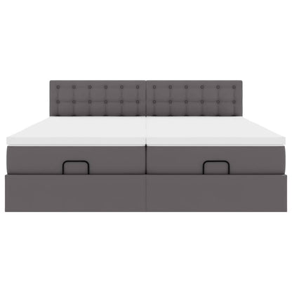 Ottoman bed met matrassen en LED's 180x200cm kunstleer grijs
