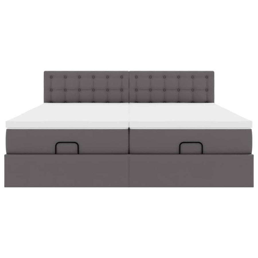 Ottoman bed met matrassen en LED's 180x200cm kunstleer grijs