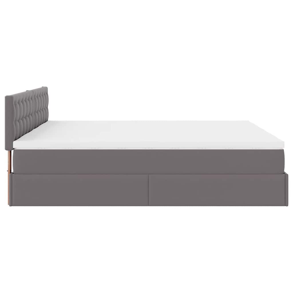 Ottoman bed met matrassen en LED's 180x200cm kunstleer grijs