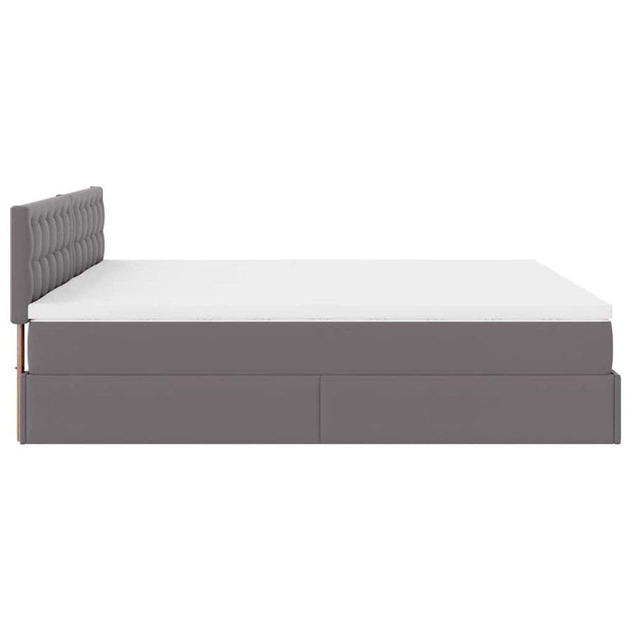 Ottoman bed met matrassen en LED's 180x200cm kunstleer grijs