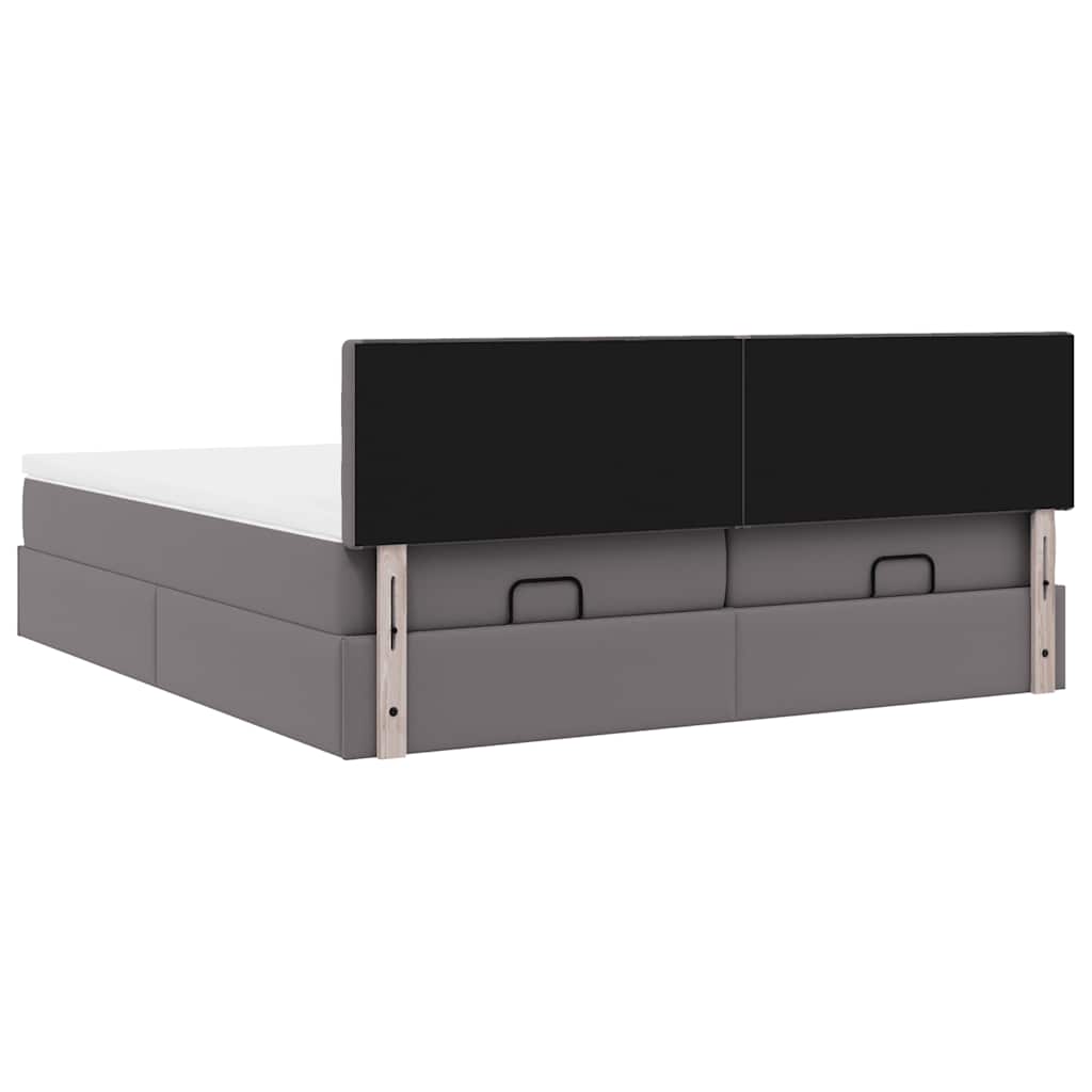 Ottoman bed met matrassen en LED's 180x200cm kunstleer grijs