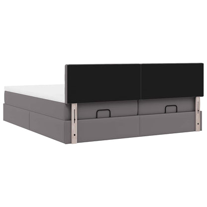 Ottoman bed met matrassen en LED's 180x200cm kunstleer grijs