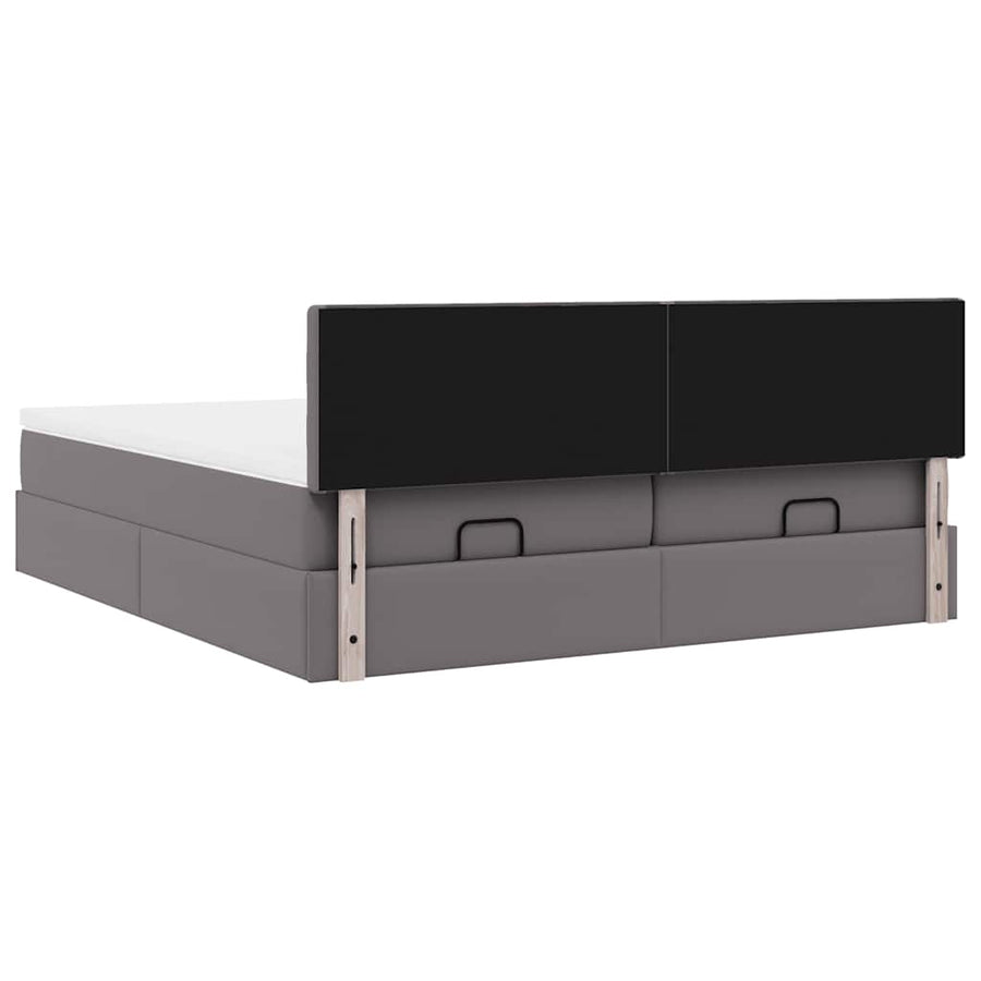 Ottoman bed met matrassen en LED's 180x200cm kunstleer grijs
