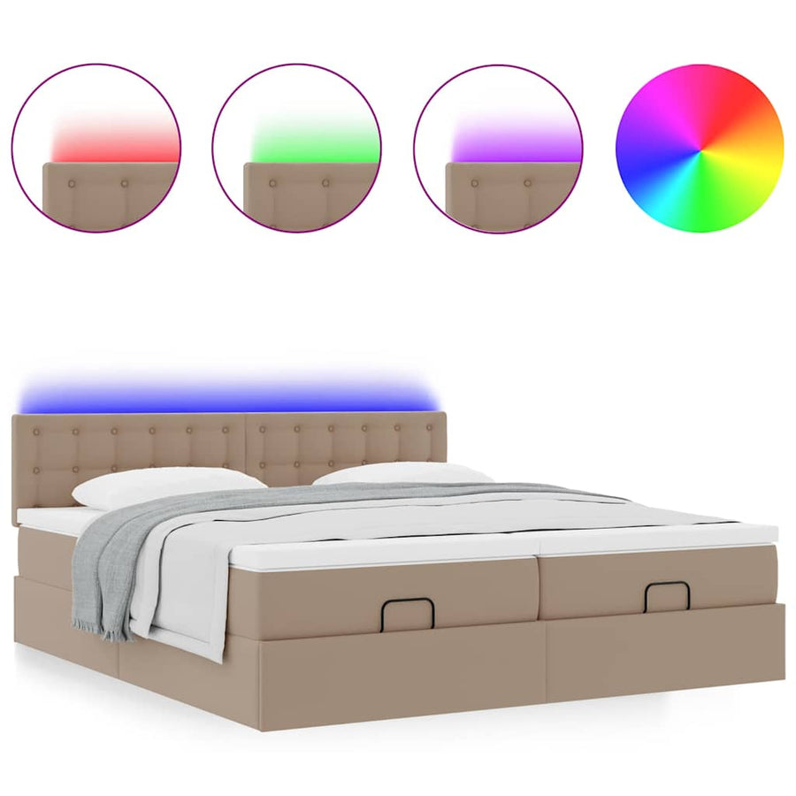 Ottoman bed met matrassen en LED's 180x200cm kunstleer