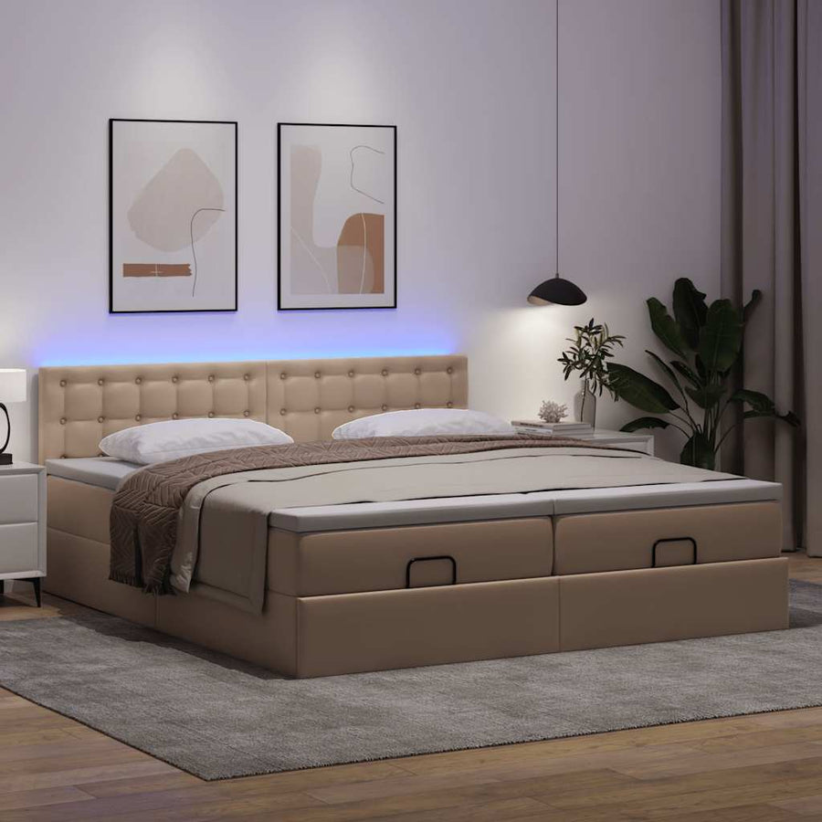 Ottoman bed met matrassen en LED's 180x200cm kunstleer