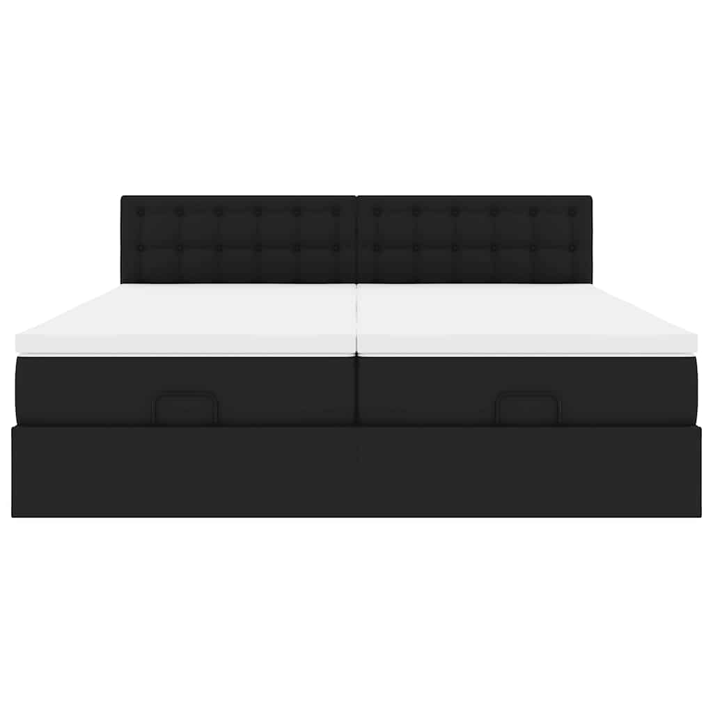 Ottoman bed met matrassen en LED's 200x200cm kunstleer zwart