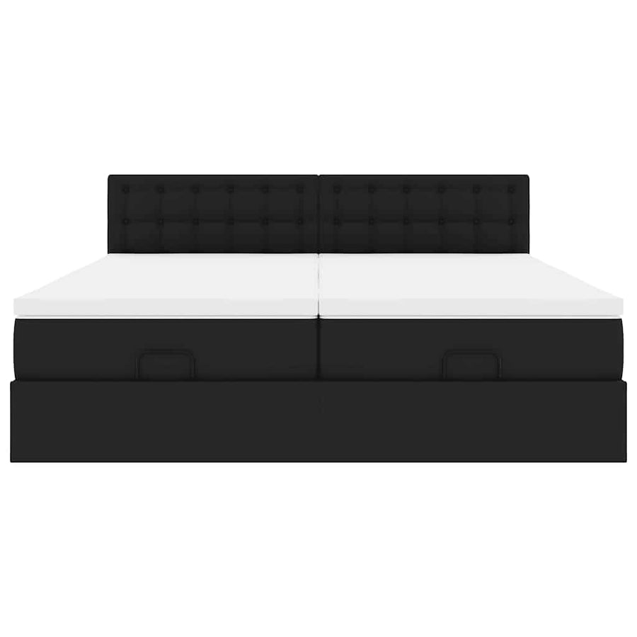 Ottoman bed met matrassen en LED's 200x200cm kunstleer zwart