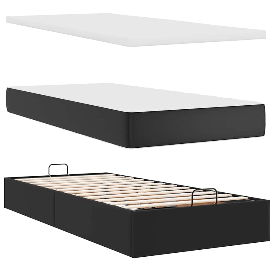 Ottoman bed met matrassen en LED's 200x200cm kunstleer zwart