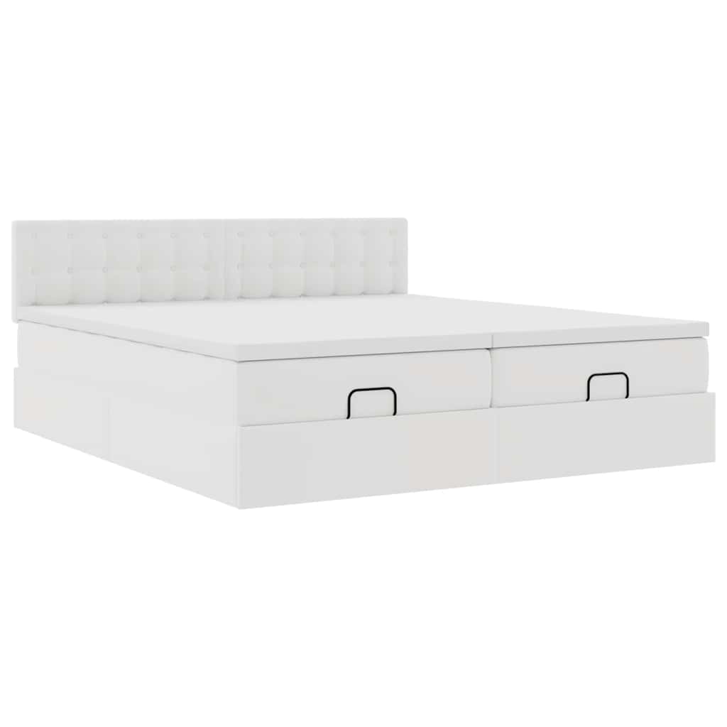 Ottoman bed met matrassen en LED's 200x200cm kunstleer wit