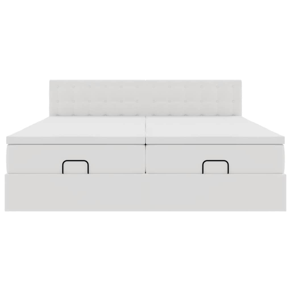 Ottoman bed met matrassen en LED's 200x200cm kunstleer wit