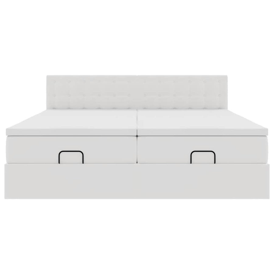 Ottoman bed met matrassen en LED's 200x200cm kunstleer wit