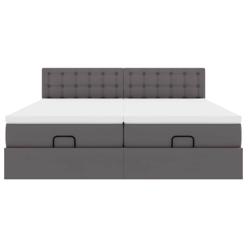 Ottoman bed met matrassen en LED's 200x200cm kunstleer grijs