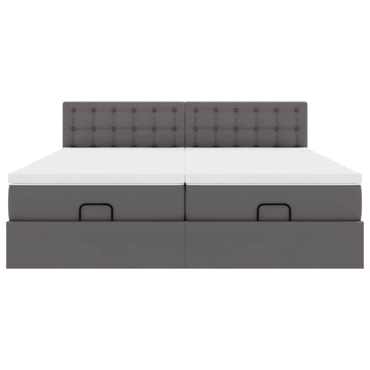 Ottoman bed met matrassen en LED's 200x200cm kunstleer grijs