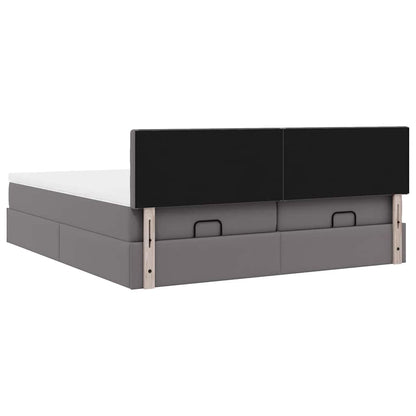 Ottoman bed met matrassen en LED's 200x200cm kunstleer grijs