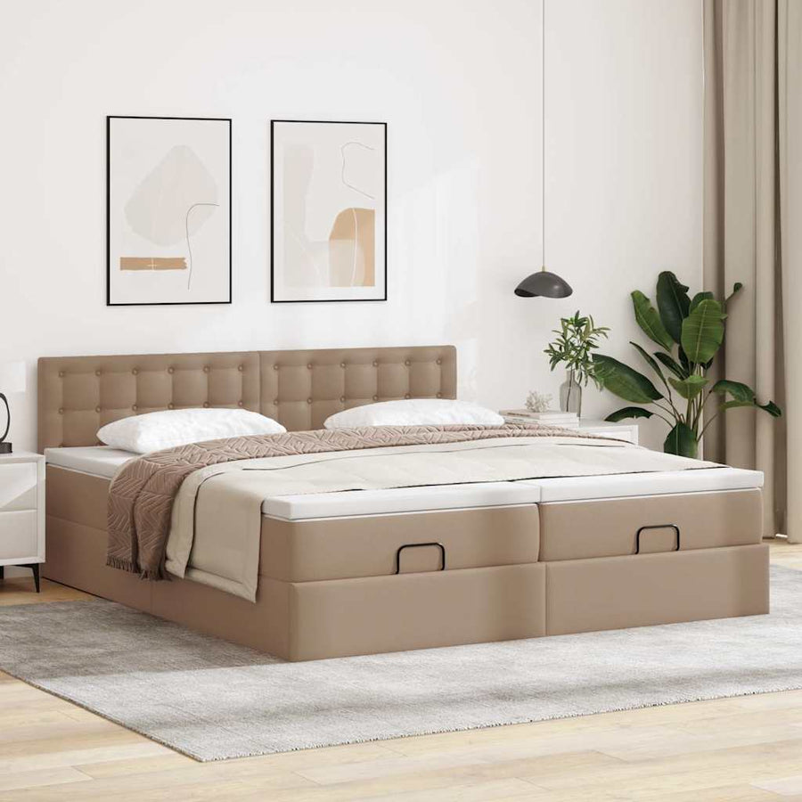 Ottoman bed met matrassen en LED's 200x200cm kunstleer