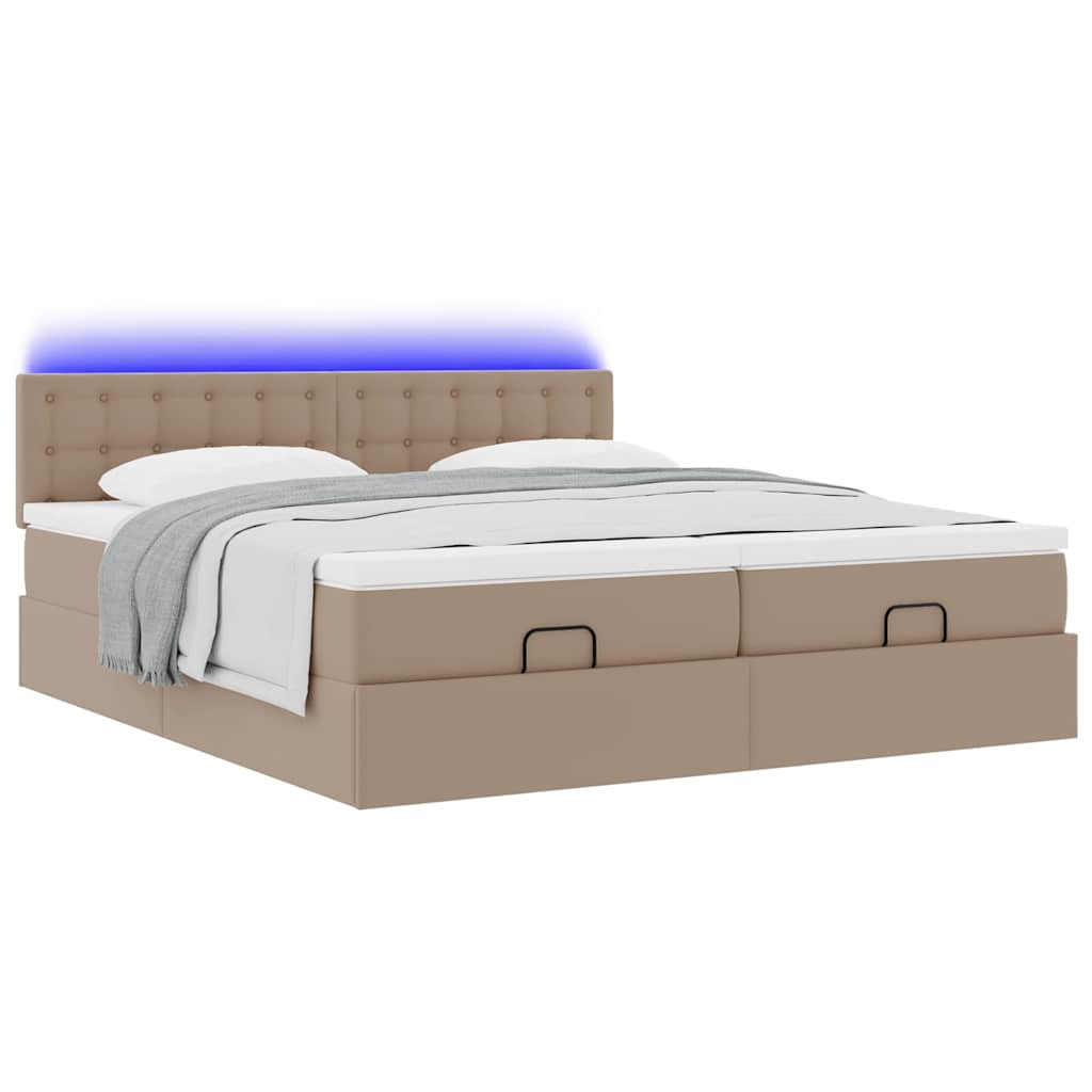 Ottoman bed met matrassen en LED's 200x200cm kunstleer