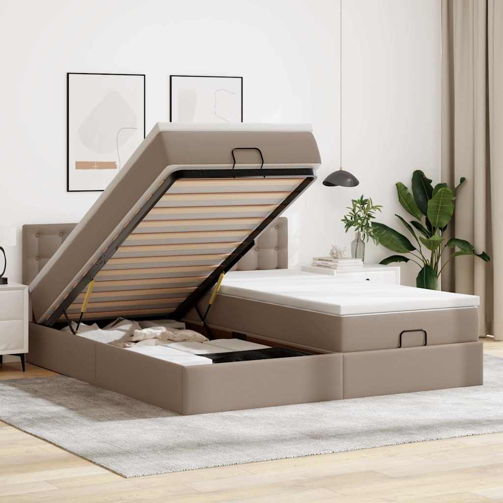 Ottoman bed met matrassen en LED's 200x200cm kunstleer