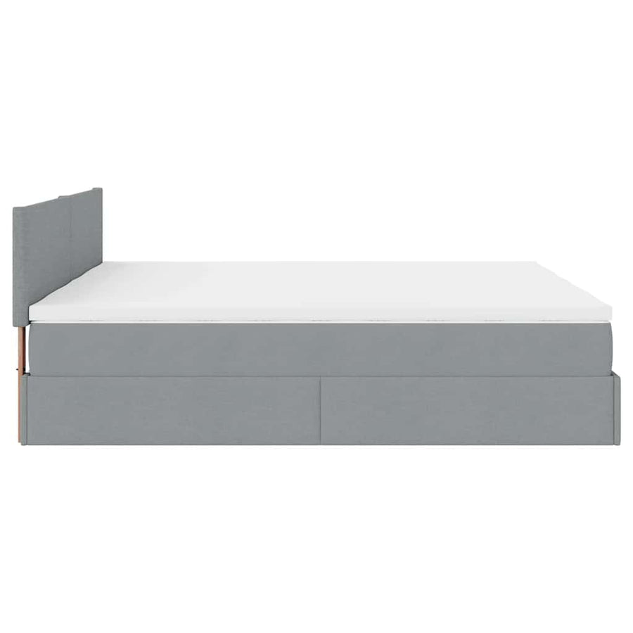 Ottoman bed met matrassen en LED's 160x200cm stof lichtgrijs