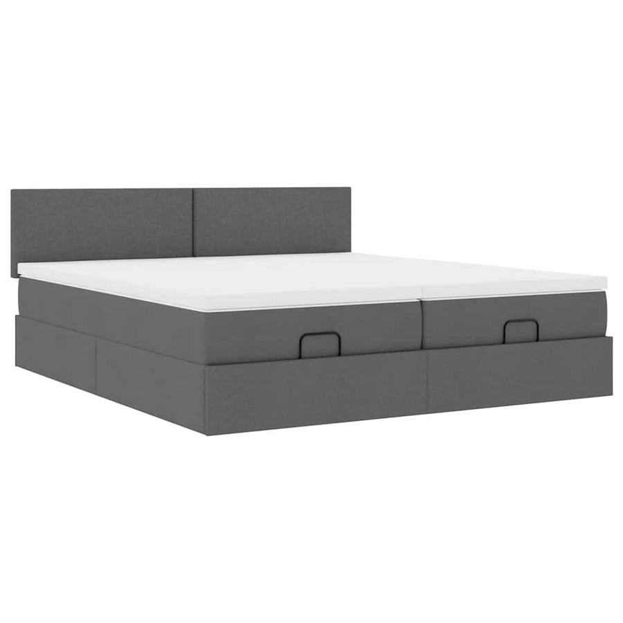 Ottoman bed met matrassen en LED's 160x200cm stof donkergrijs