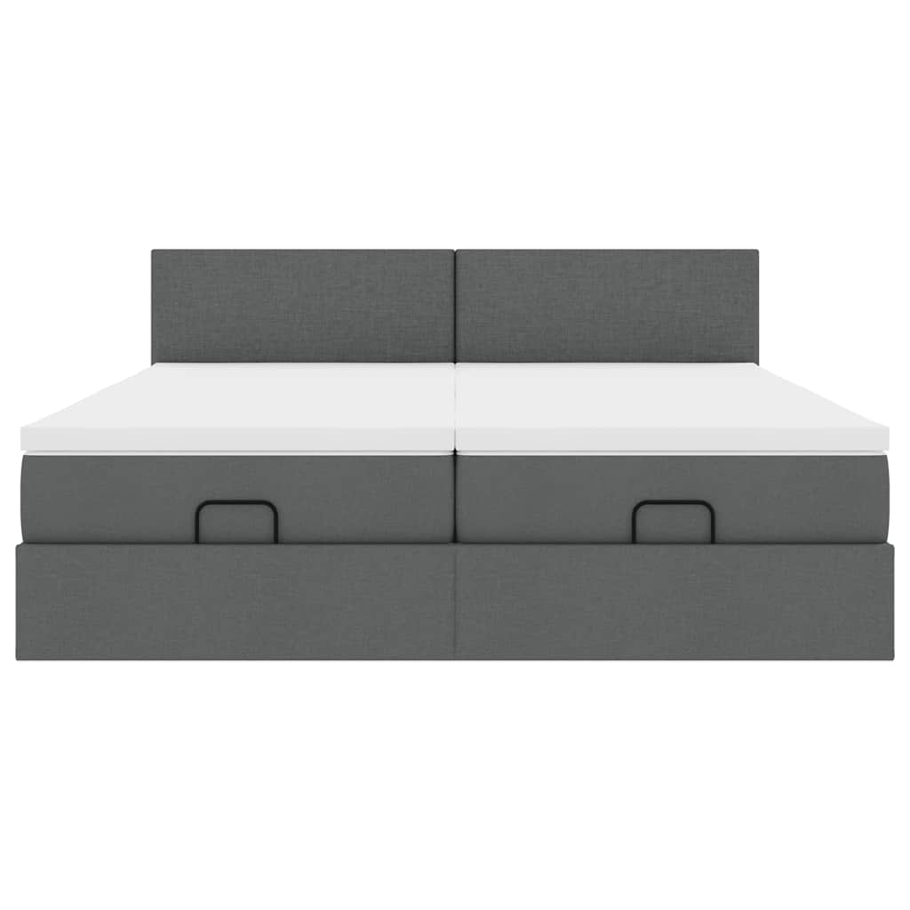 Ottoman bed met matrassen en LED's 160x200cm stof donkergrijs