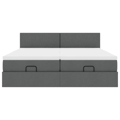 Ottoman bed met matrassen en LED's 160x200cm stof donkergrijs