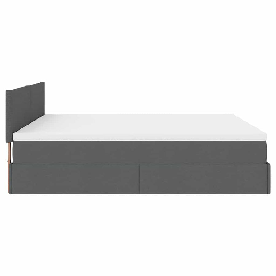 Ottoman bed met matrassen en LED's 160x200cm stof donkergrijs
