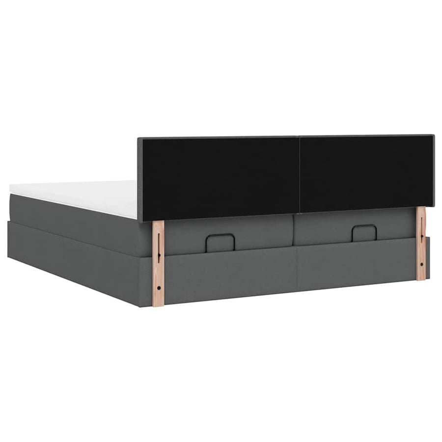 Ottoman bed met matrassen en LED's 160x200cm stof donkergrijs
